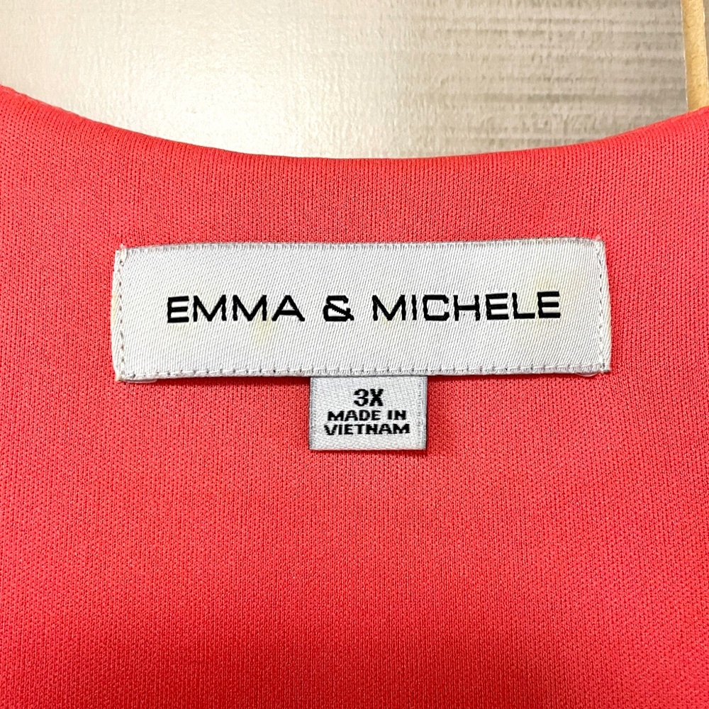 Emma & Michele Orange Yellow Teal Floral V Neck Ruffle Tie Back Dress Sz 3X - Picture 3 of 5